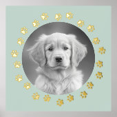 犬の猫のペットの足のプリントフォトフレーム海の緑 箔ポスター (正面)