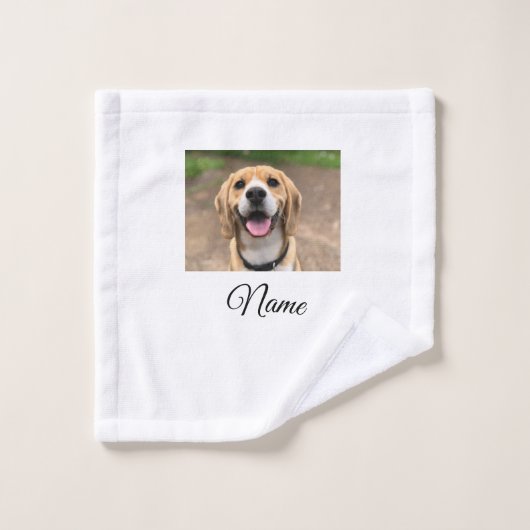 犬の猫の写真を追加ペット名cuカスタムパーソナライズされた ウォッシュタオル (ウォッシュタオル)