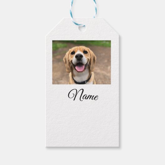 犬の猫の写真を追加ペット名cuカスタムパーソナライズされた ギフトタグ (正面)