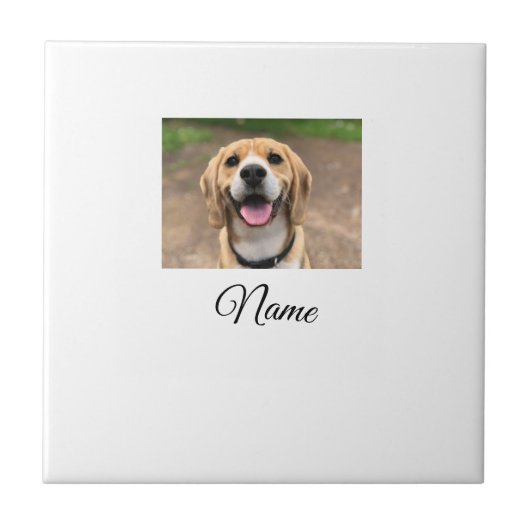 犬の猫の写真を追加ペット名cuカスタムパーソナライズされた タイル (正面)