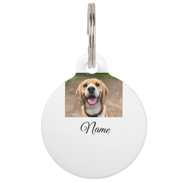 犬の猫の写真を追加ペット名cuカスタムパーソナライズされた ペット　ネームタグ (正面)