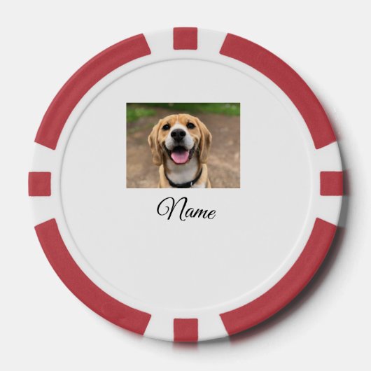 犬の猫の写真を追加ペット名cuカスタムパーソナライズされた ポーカーチップ (正面)