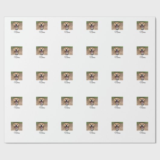 犬の猫の写真を追加ペット名cuカスタムパーソナライズされた ラッピングペーパー (フラット)