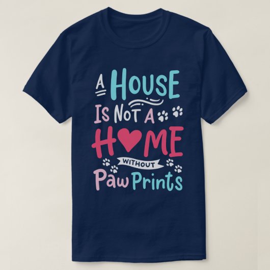 犬の猫の前足プリントペットラバー Tシャツ (デザイン正面)