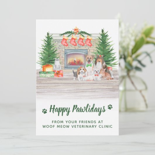 犬の猫の子猫ペットのビジネスのクリスマス シーズンカード (スタンド正面)