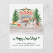 犬の猫の子猫ペットのビジネスのクリスマス シーズンポストカード (正面)