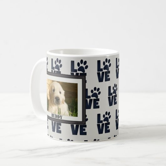犬の猫の手がペットの写真をプリント コーヒーマグカップ (正面左)