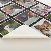 犬の猫の手のカラフルプリントカスタム写真コラージュ シェルパブランケット (3/4)