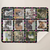 犬の猫の手のカラフルプリントカスタム写真コラージュ シェルパブランケット (正面(横))