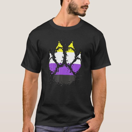 犬の猫の足の非バイナリフラッグエージェントGenderqueer Pr Tシャツ (正面)