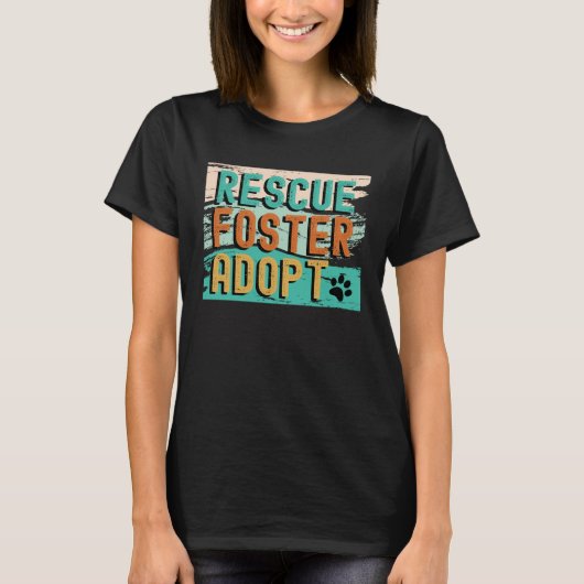 犬の猫動物を保護する里親保護 Tシャツ (正面)