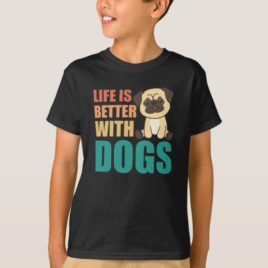 犬の甘いパグ犬の緑で生活が良い Tシャツ (正面)
