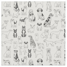 犬の生地 – 白黒の犬、犬のデザイン、犬 ファブリック