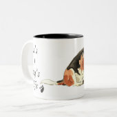 犬の生活かわいいおもしろいビーグル犬のアートスローガン ツートーンマグカップ (正面左)