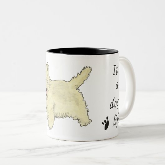 犬の生活かわいいウェスティドッグアート引用文デザイン ツートーンマグカップ (正面右)