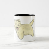 犬の生活かわいいウェスティドッグアート引用文デザイン ツートーンマグカップ (中央)