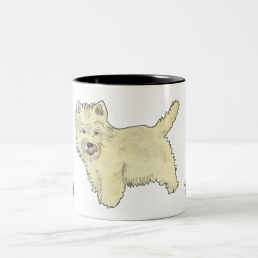 犬の生活かわいいウェスティドッグアート引用文デザイン ツートーンマグカップ (中央)