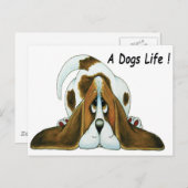 犬の生活を描いた漫画のバセットハウンド ポストカード (正面/裏面)