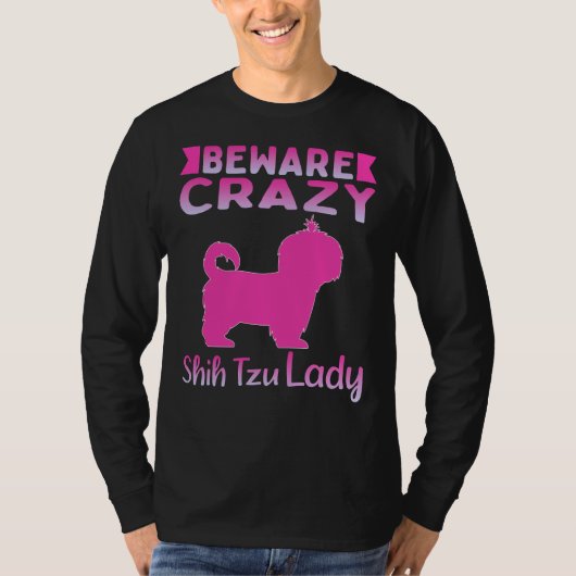 犬の用心熱狂するシーズー（犬）Tzuレディ Tシャツ (正面)