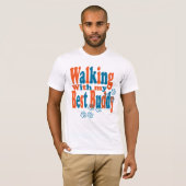 犬の男性の基本的な白いTシャツを歩く Tシャツ (正面フル)