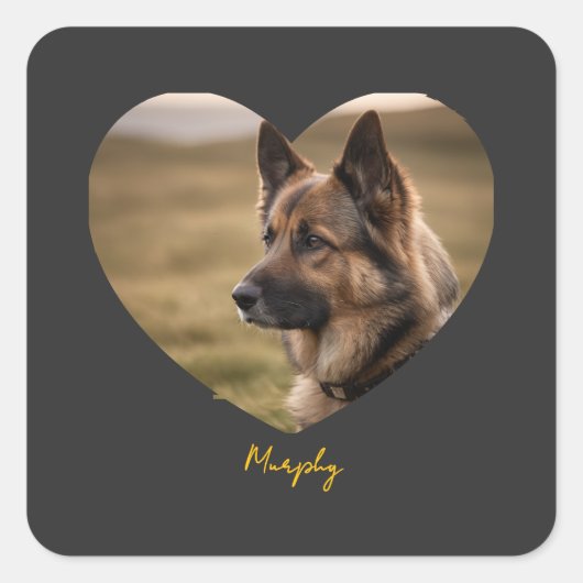 犬の画像と名前をカスタマイズできるのが大好き スクエアシール (正面)