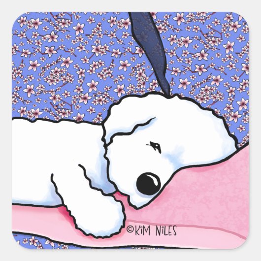 犬の疲れBichon KiniArtスクエアシール スクエアシール (正面)