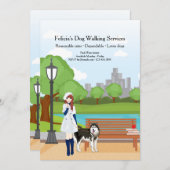 犬の発表を用いる女の子 案内状 (正面/裏面)