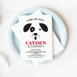 犬の白黒のスポット誕生日 招待状