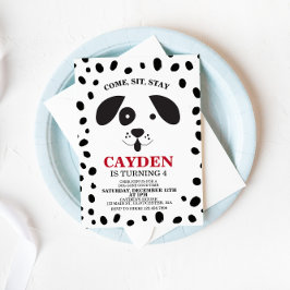 犬の白黒スポット誕生日招待状 招待状
