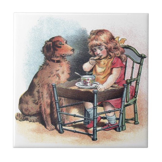 犬の監視幼児は食べます タイル (正面)
