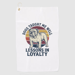 犬の知恵Tシャツ ビンテージ ブルドッグの教訓 グラフィック_1 ゴルフタオル