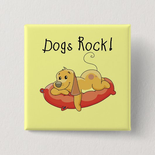 犬の石のTシャツおよびギフト 缶バッジ (正面)