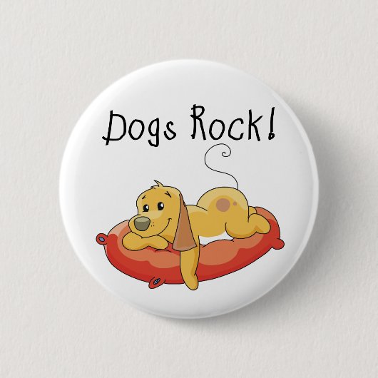 犬の石のTシャツおよびギフト 缶バッジ (正面)