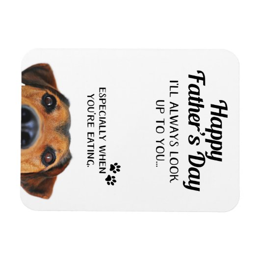 犬の磁石おもしろいから父の日を見上げる マグネット (横)