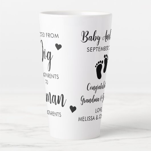 犬の祖父母から昇進する人間のベビー明け カフェラテマグ (正面)