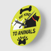 犬の福祉の保護権 |犬のオーナーボウルTh ラウンド壁時計 (傾斜)