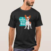 犬の私のセラピストは毛皮と4脚ブルドフランスのを持つ Tシャツ (正面)