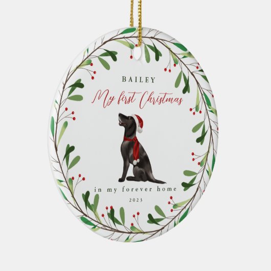 犬の私の初めてのクリスマスと名前ポインターセラミック セラミックオーナメント (右)