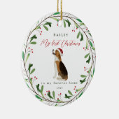 犬の私の初めてのクリスマスと名前Beagle セラミックオーナメント (右)