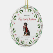 犬の私の初めてのクリスマスと名前Bernese セラミックオーナメント (右)