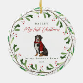 犬の私の初めてのクリスマスと名前Bernese セラミックオーナメント (裏面)
