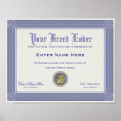 犬の種類の恋人の認パーソナライズされた証 ポスター (正面)