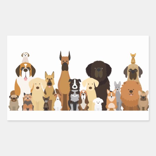 犬の種類 愛犬家 ペットのオーナー 楽しい 長方形シール (正面)