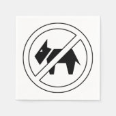 犬の立ち入り禁止 太字 黒と白のシンボル スタンダードカクテルナプキン (正面)