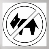犬の立ち入り禁止 太字 黒と白のシンボル ポスター (正面)