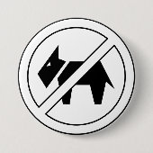 犬の立ち入り禁止 太字 黒と白のシンボル 缶バッジ (正面)