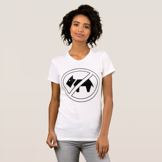 犬の立ち入り禁止 太字 黒と白のシンボル Tシャツ (正面フル)