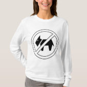 犬の立ち入り禁止 太字 黒と白のシンボル Tシャツ (正面)