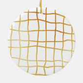 犬の第1クリスマス-写真の名前と年-ホワイト金ゴールド セラミックオーナメント (裏面)