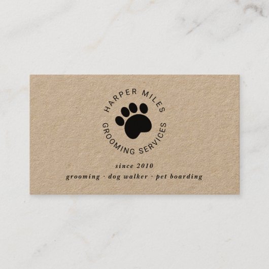 犬の素朴グルーミングポープリントクラフト 名刺 (正面)